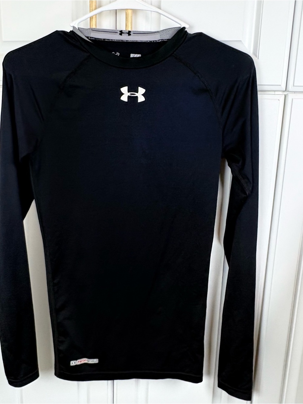 Under Armour Black Long-Sleeve Compression Shirt with White Logo